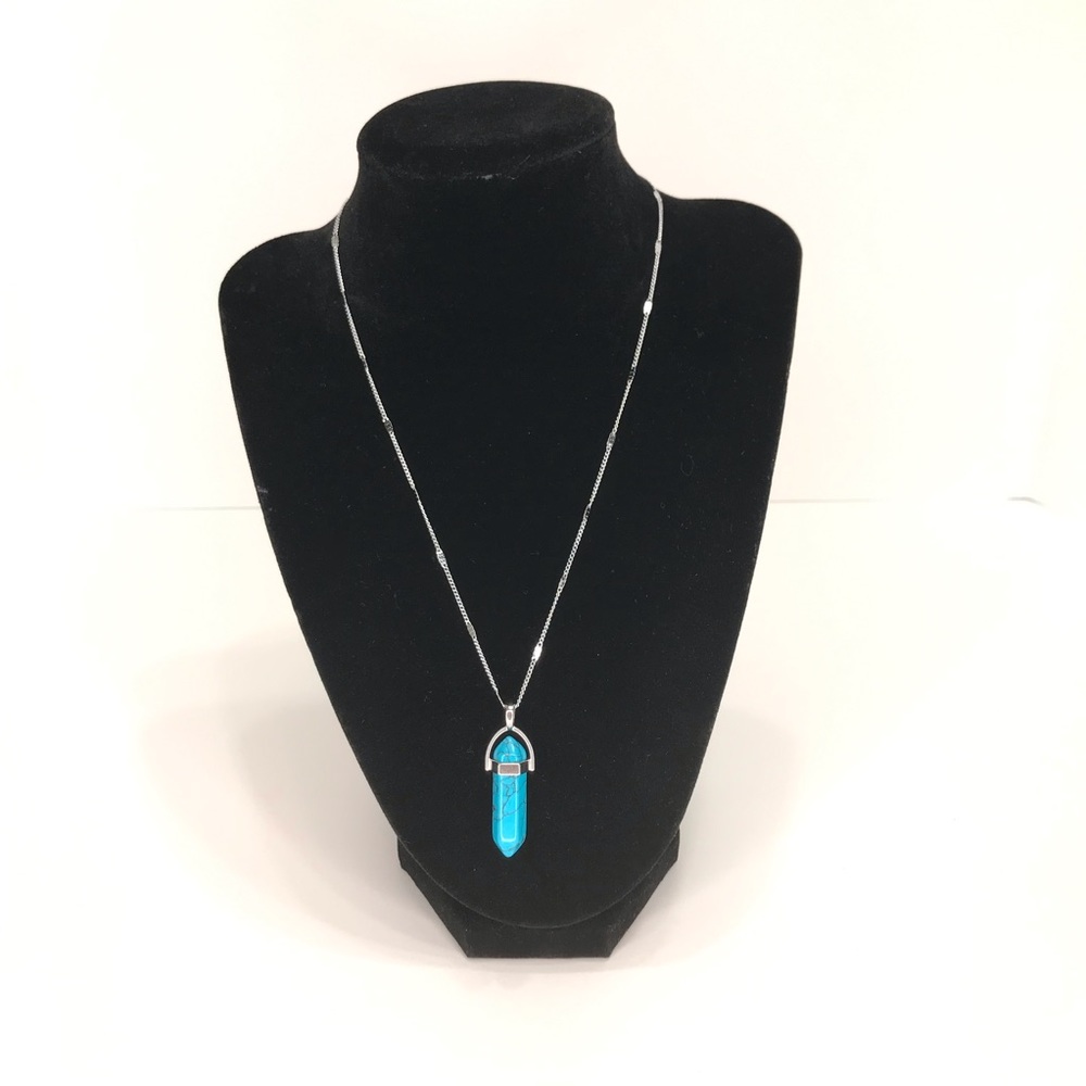 Buy 1 get 1 Turquoise crystal on silver chain NIP